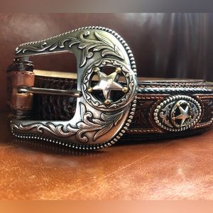 Tony Lama Men's Leather Studded Belt C41265 Brown (36")
